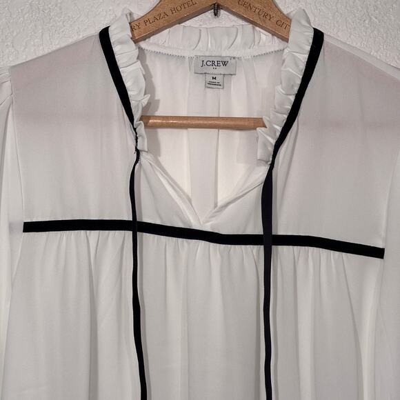 J. Crew Velvet Tie-neck top Medium - Picture 3 of 9